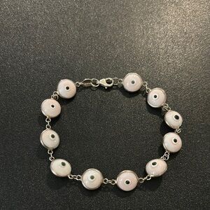 Vintage glass Eye balls sterling silver bracelet